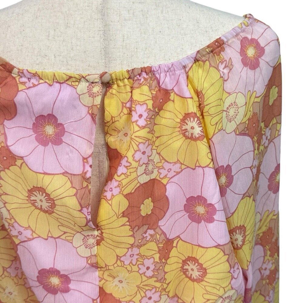 Steve Madden Cadi Floral Long Sleeve Mini Dress Size Large Multicolor NWT - Picture 7 of 11